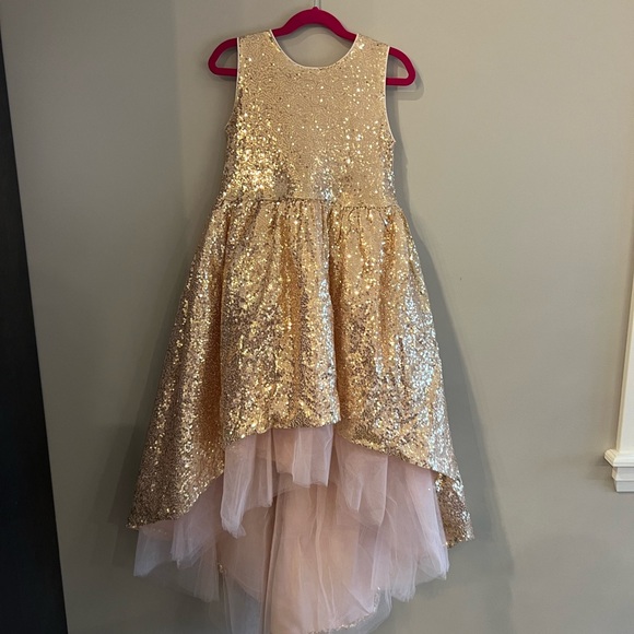 Blush pink sequin bodice, absolutely gorgeous! Hi-low style. - Picture 1 of 2